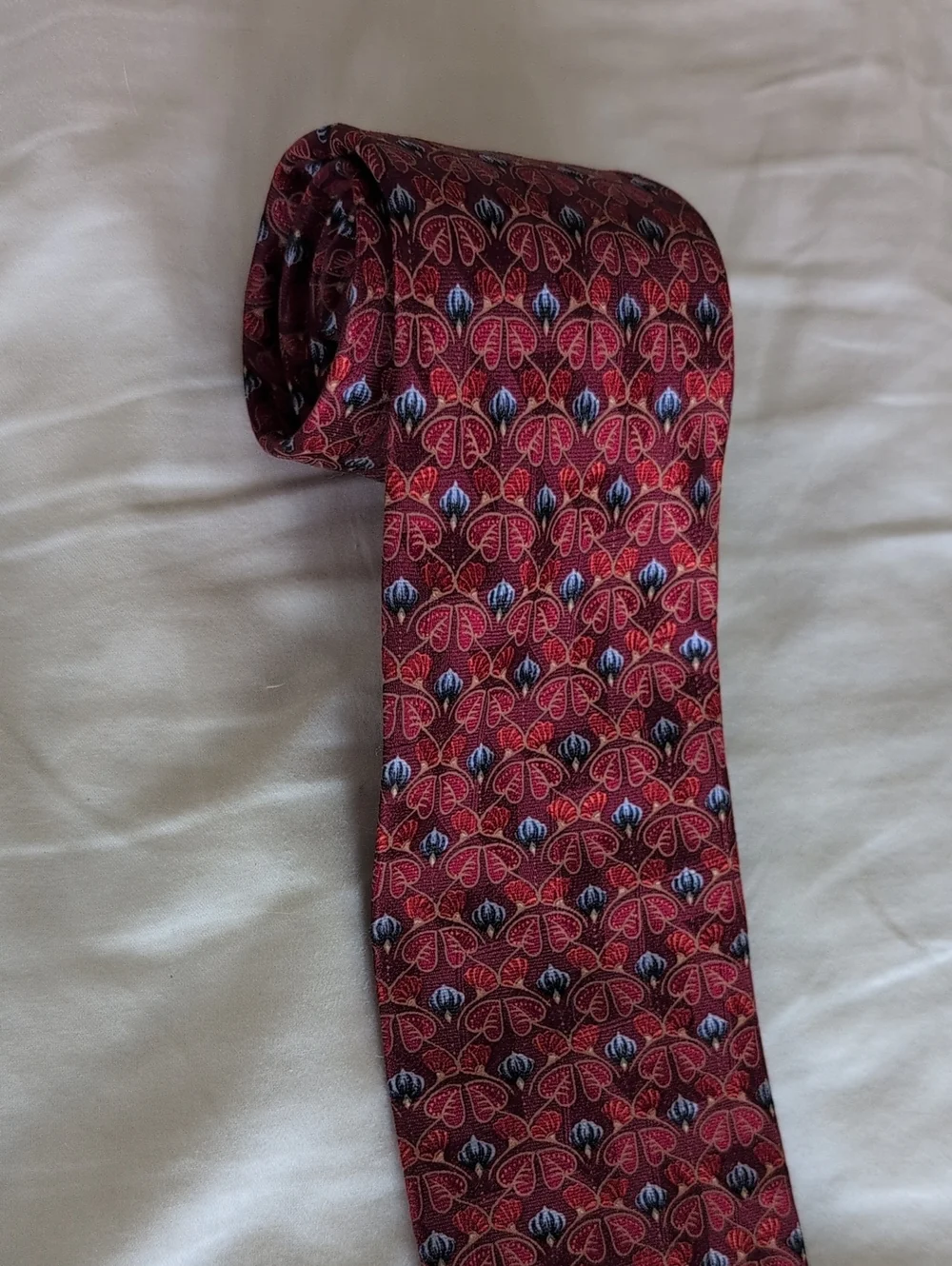 Zegna Red Patterned Silk Tie